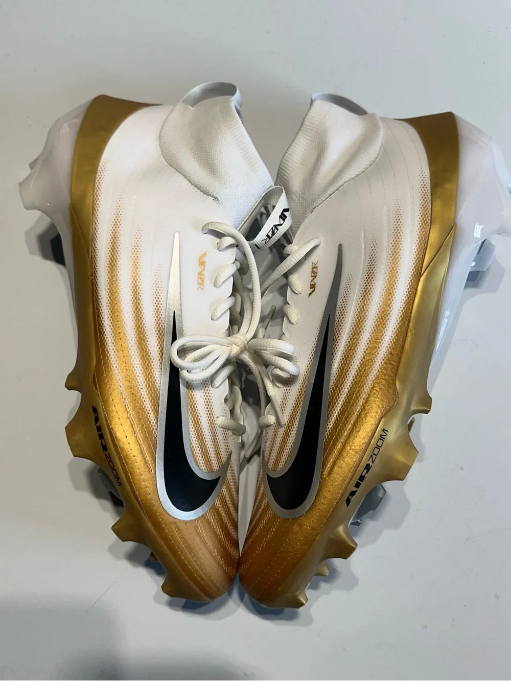 Nike Zoom Air Vapor Pro 1 Football Cleats White Gold FB3298-103 Mens 13